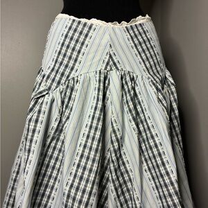 Cider Women’s Cotton Blend High Rise Checkered and Striped Skirt
